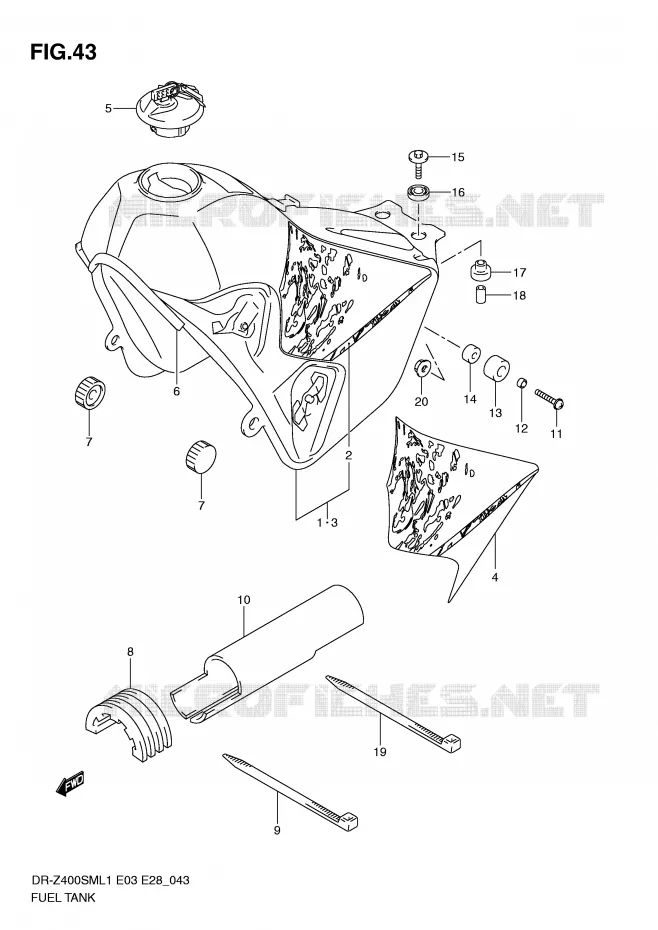 FUEL TANK (DR-Z400SML1 E28) Suzuki MOTO 400 DR-Z 2011  DR-Z400SML1(E3/E28)