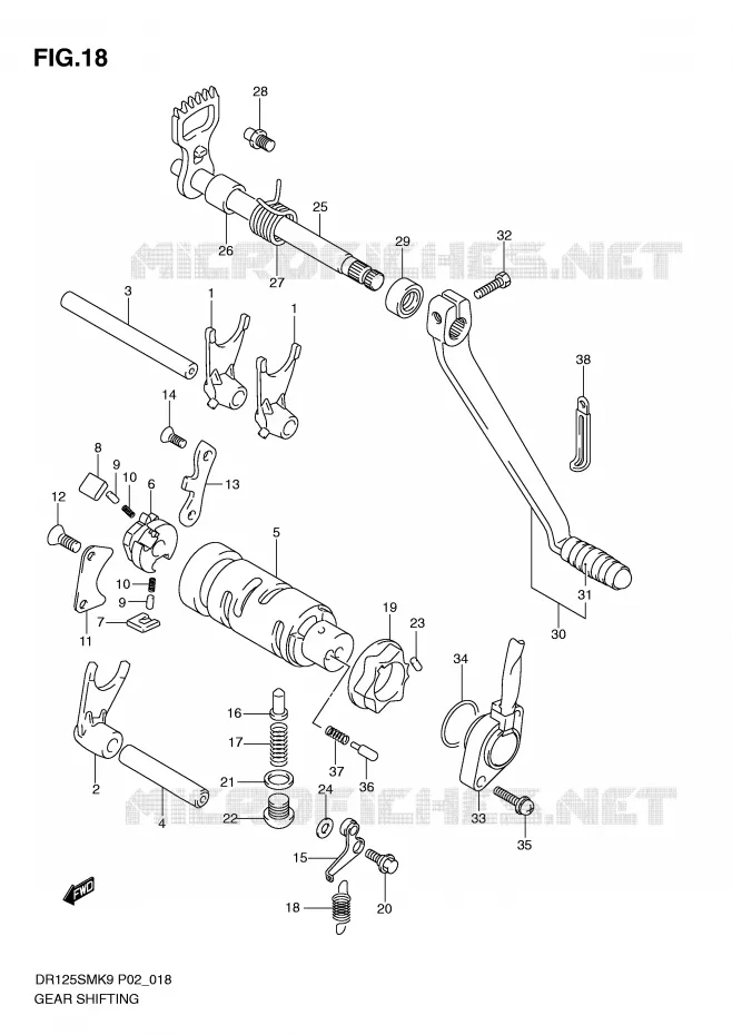 GEAR SHIFTING ASSY Suzuki MOTO 125 DR 2010  DR125SML0