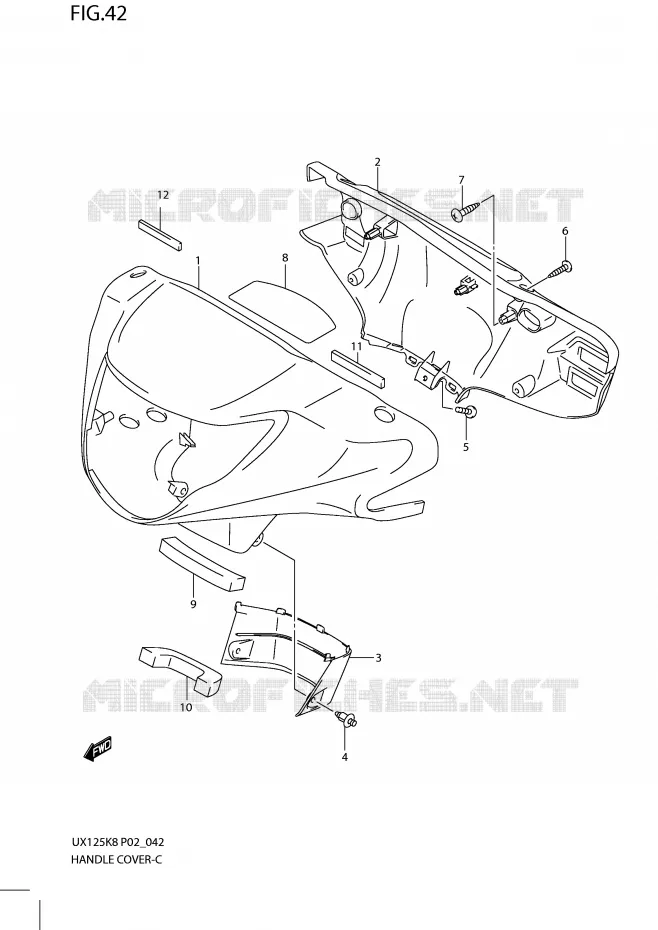 HANDLEBAR FAIRING (MODEL K8) Suzuki SCOOTER 125 SIXTEEN 2008  UX125K8(P02)