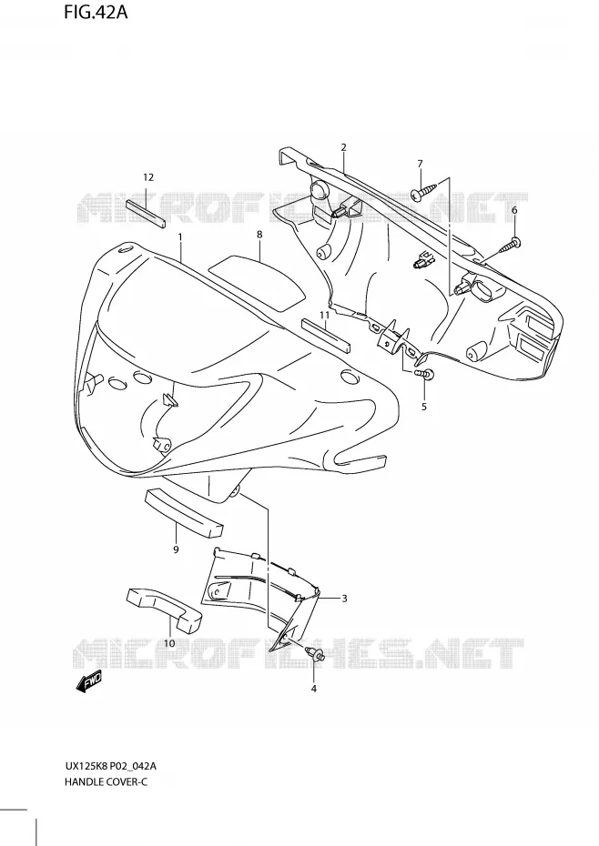 HANDLEBAR FAIRING (MODEL L0) Suzuki SCOOTER 125 SIXTEEN 2010  UX125L0(P02)