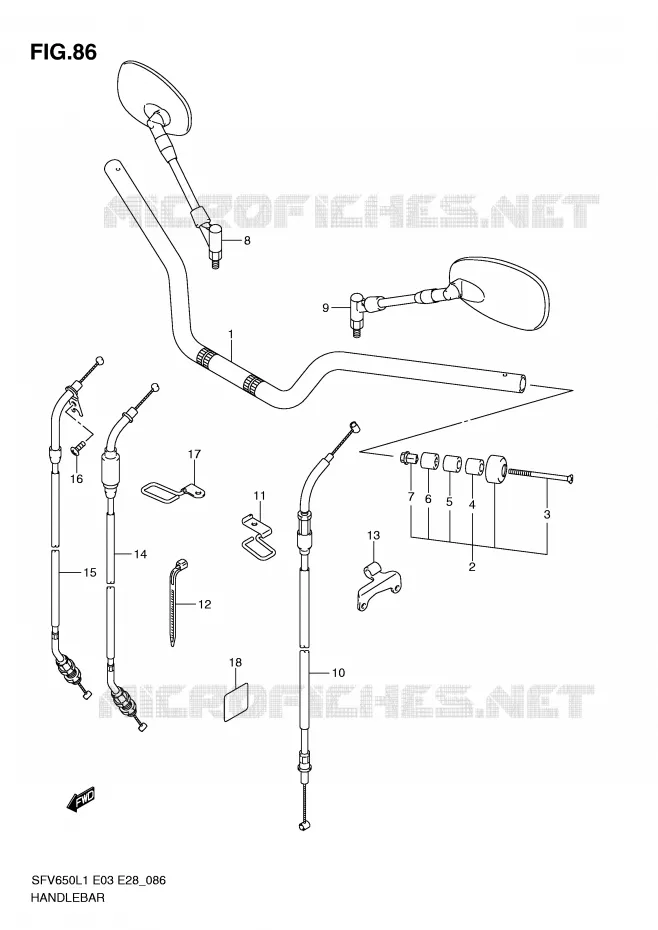 HANDLEBAR (SFV650L1 E28) Suzuki MOTO 650 GLADIUS 2011  SFV650L1(E3/E28)