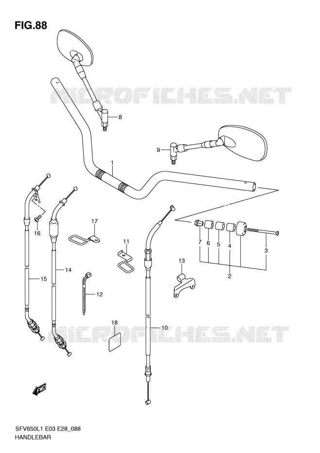 HANDLEBAR (SFV650L1 E33) Suzuki MOTO 650 GLADIUS 2011  SFV650AL1(E3/E28)