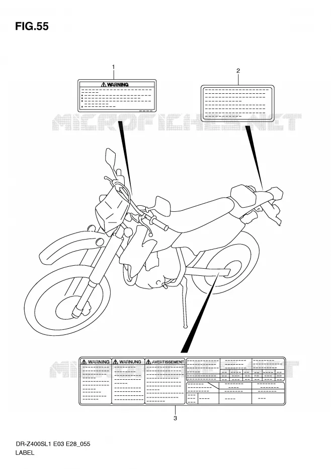 LABEL (DR-Z400SL1 E3) Suzuki MOTO 400 DR-Z 2011  DR-Z400SL1(E3/E28)