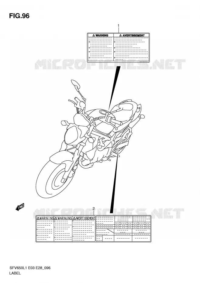 LABEL (SFV650AL1 E28) Suzuki MOTO 650 GLADIUS 2011  SFV650L1(E3/E28)