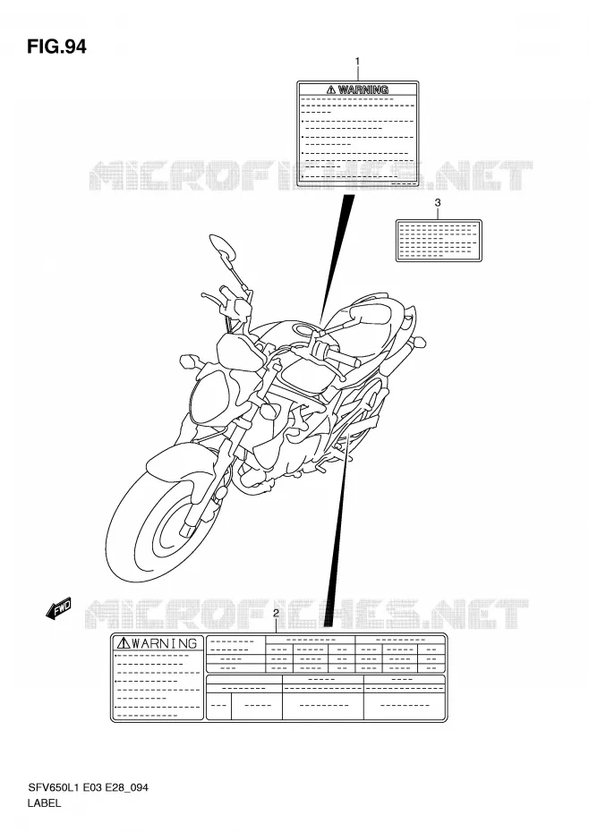 LABEL (SFV650L1 E3) Suzuki MOTO 650 GLADIUS 2011  SFV650AL1(E3/E28)