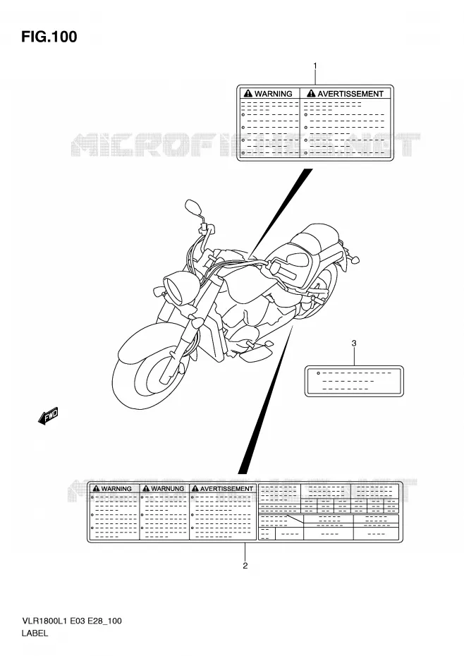 LABEL (VLR1800L1 E28) Suzuki MOTO 1800 BOULEVARD 2011  VLR1800TL1(E3/E28)