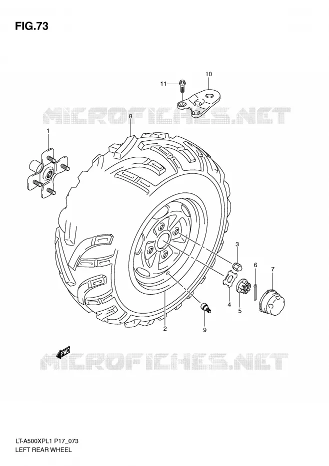 LEFT HAND REAR WHEEL Suzuki QUAD 500 KINGQUAD 2011  LT-A500XPL1(P17)