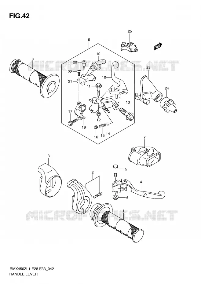LEVERS - HANDGRIPS Suzuki MOTO 450 RMX-Z 2011  RMX450ZL1(E28/E33)