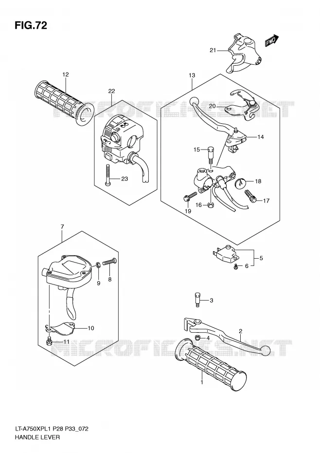 LEVERS - HANDGRIPS Suzuki QUAD 750 KINGQUAD 2011  LT-A750XPL1(P28/P33)