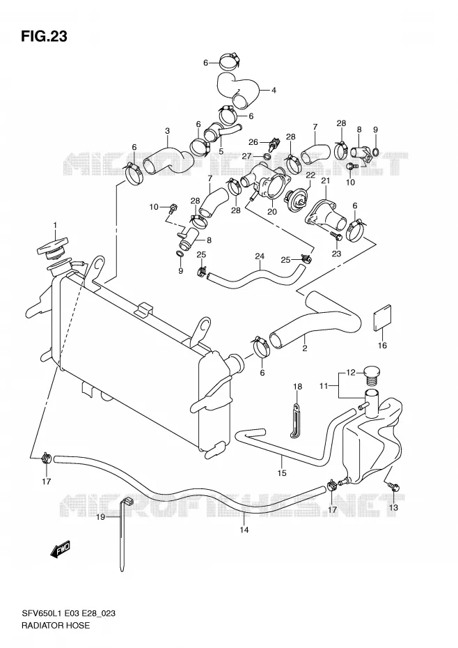 RADIATOR HOSE - EXPANSION TANK Suzuki MOTO 650 GLADIUS 2011  SFV650L1(E3/E28)