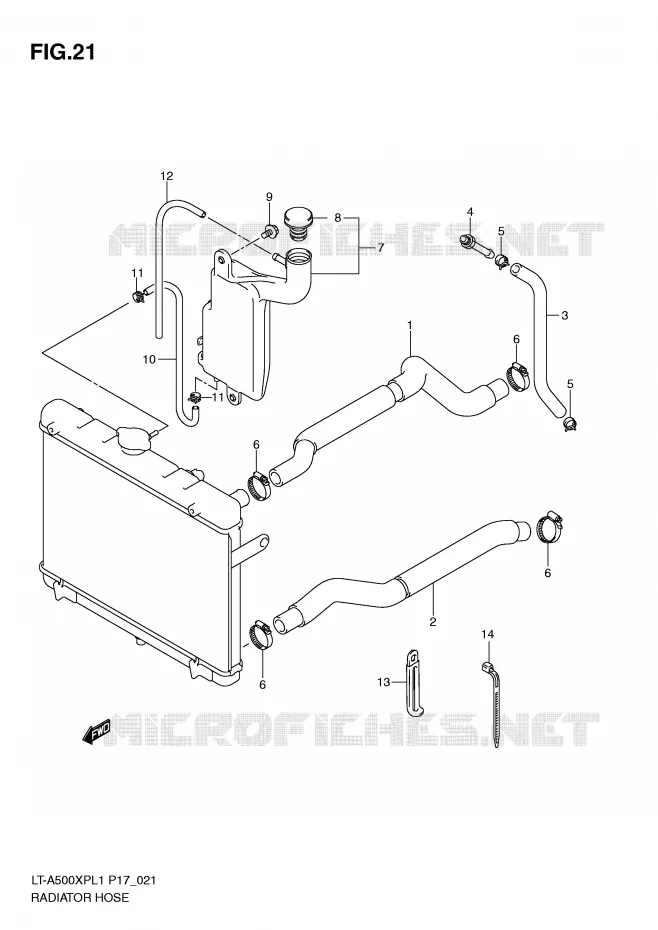 RADIATOR HOSE - EXPANSION TANK Suzuki QUAD 500 KINGQUAD 2011  LT-A500XPL1(P17)