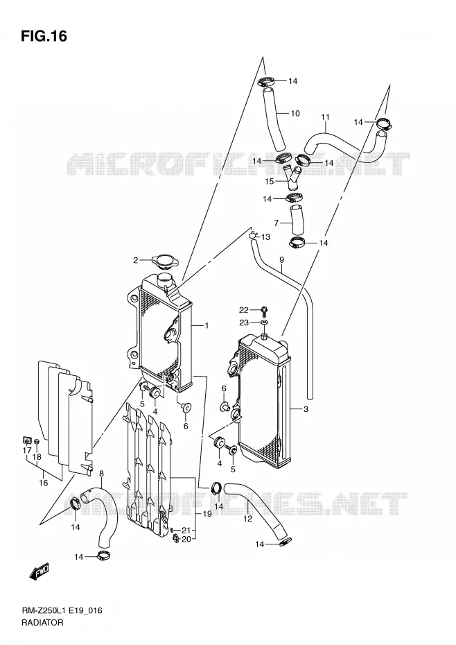 RADIATOR Suzuki MOTO 250 RM-Z 2011  RM-Z250L1(E19)