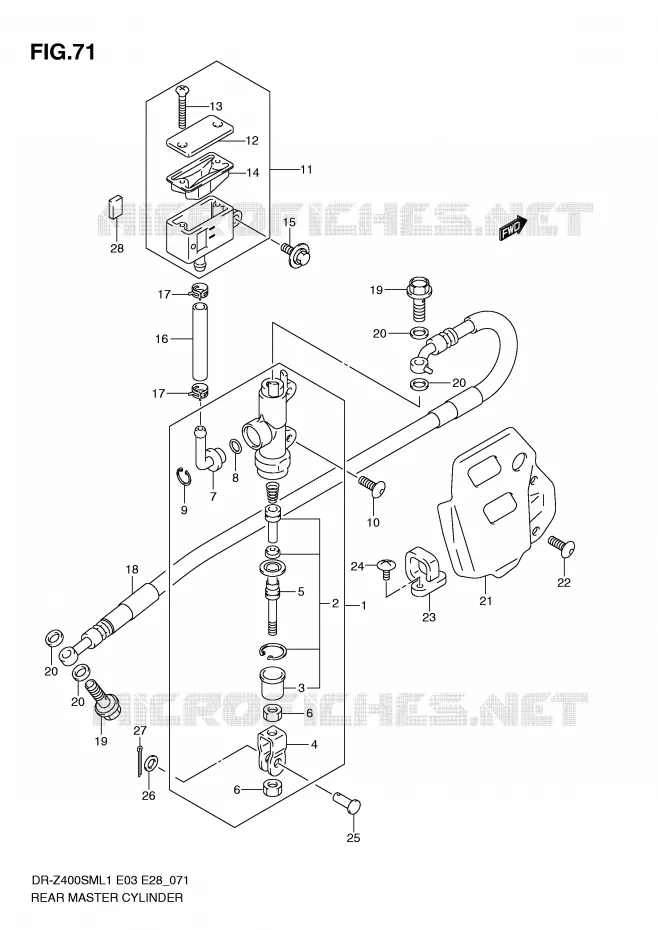 REAR BRAKE MASTER CYLINDER Suzuki MOTO 400 DR-Z 2011  DR-Z400SML1(E3/E28)