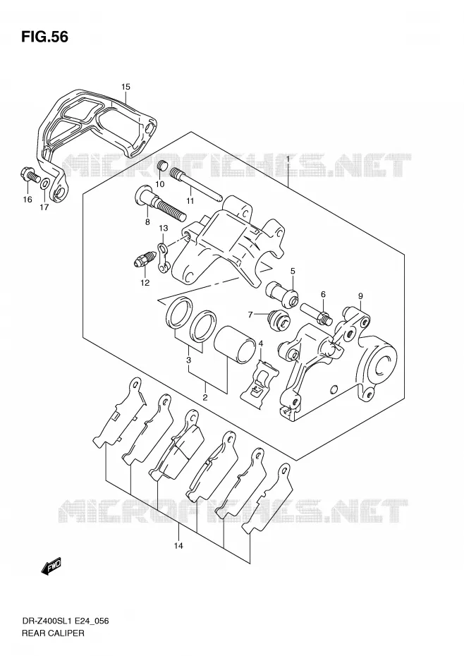 REAR CALIPER Suzuki MOTO 400 DR-Z 2011  DR-Z400SL1(E24)