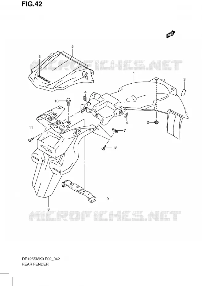 REAR FENDER Suzuki MOTO 125 DR 2010  DR125SML0