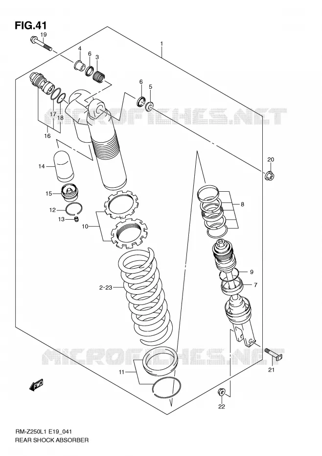 REAR SHOCK ABSORBER Suzuki MOTO 250 RM-Z 2011  RM-Z250L1(E19)