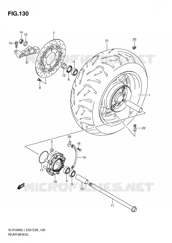 REAR WHEEL (VLR1800L1 E28) Suzuki MOTO 1800 BOULEVARD 2011  VLR1800TL1(E3/E28)