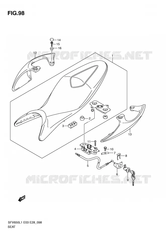 SEAT (SFV650L1 E28) Suzuki MOTO 650 GLADIUS 2011  SFV650AL1(E3/E28)