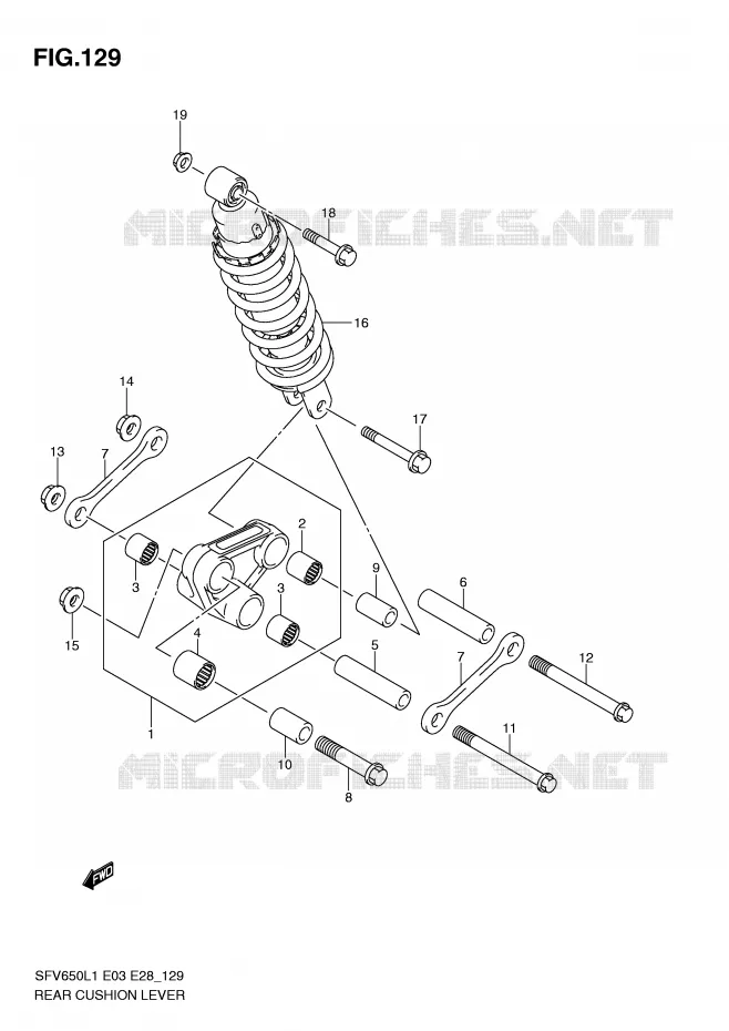 SHOCK ABSORBER LINKAGE (SFV650L1 E3) Suzuki MOTO 650 GLADIUS 2011  SFV650AL1(E3/E28)