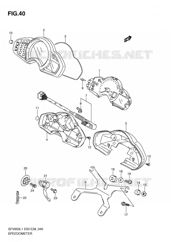 SPEEDOMETER (SFV650L1 E3) Suzuki MOTO 650 GLADIUS 2011  SFV650AL1(E3/E28)