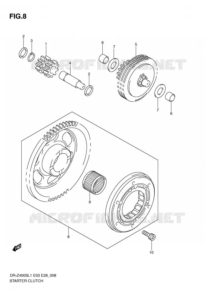 STARTER MOTOR CLUTCH Suzuki MOTO 400 DR-Z 2011  DR-Z400SL1(E3/E28)