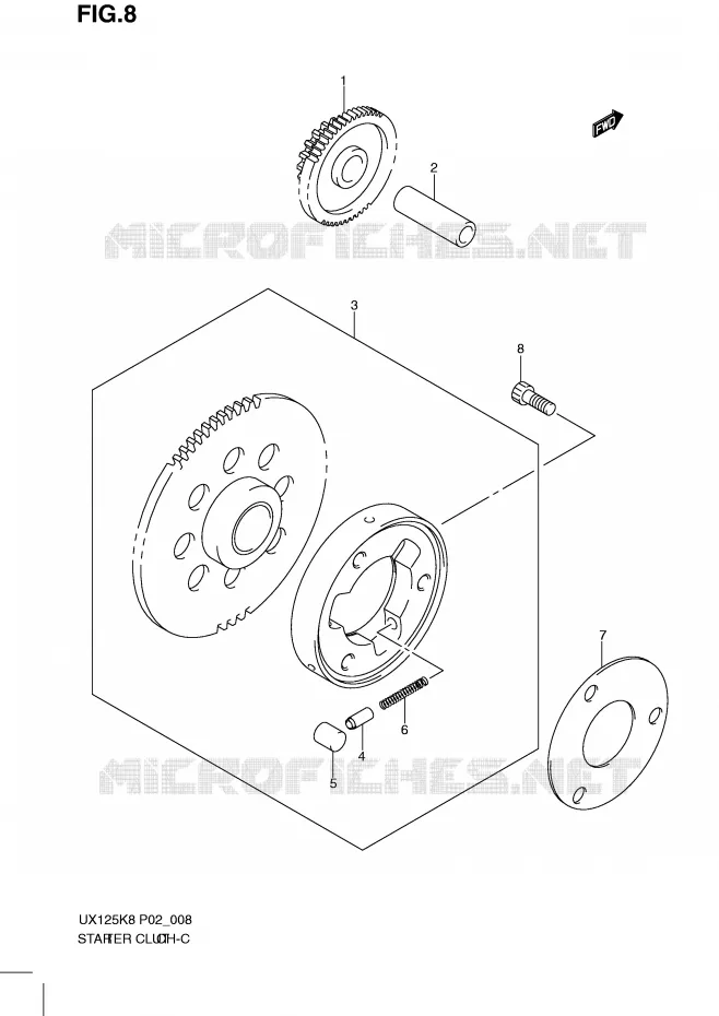 STARTER MOTOR CLUTCH Suzuki SCOOTER 125 SIXTEEN 2008  UX125K8(P02)