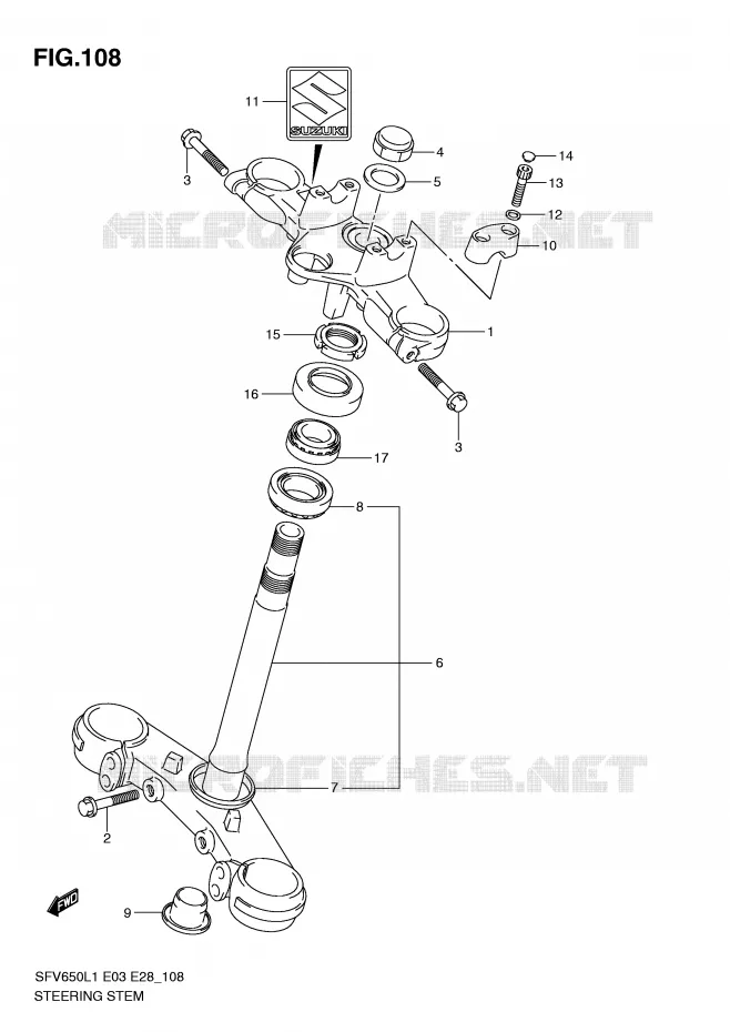 STEERING COLUMN Suzuki MOTO 650 GLADIUS 2011  SFV650L1(E3/E28)