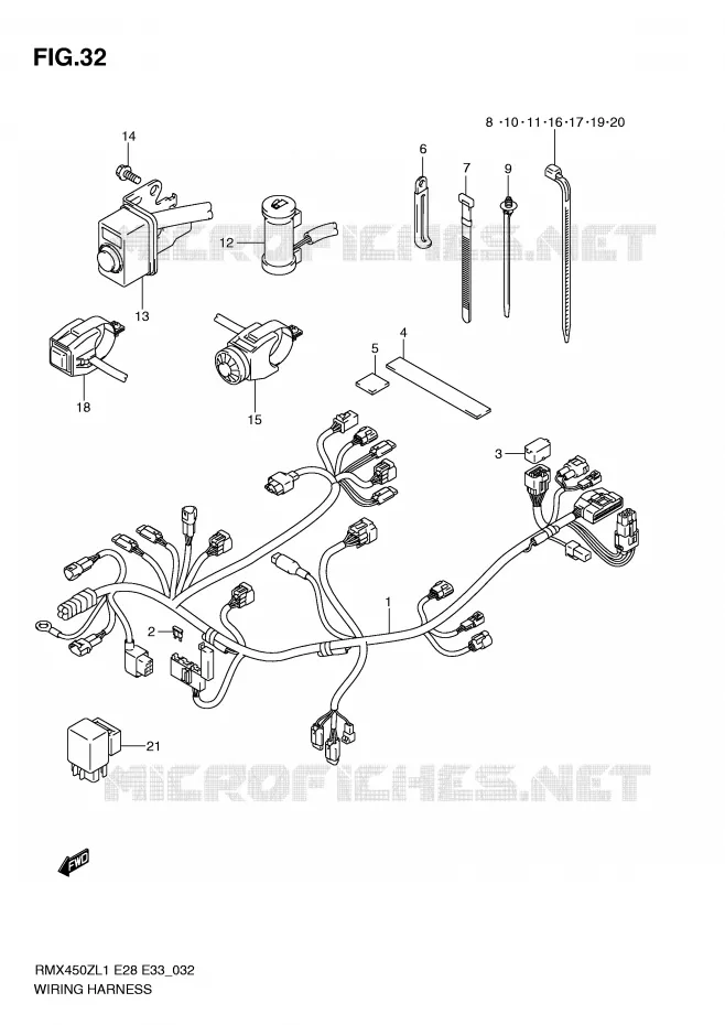 WIRING HARNESS Suzuki MOTO 450 RMX-Z 2011  RMX450ZL1(E28/E33)