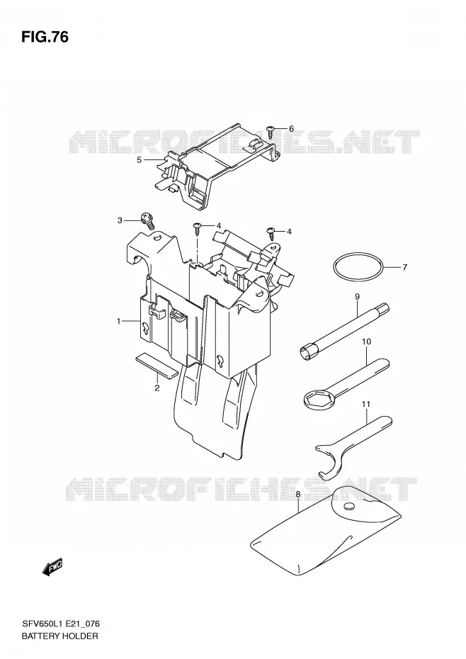 BATTERY HOLDER (SFV650L1 E21) Suzuki MOTO 650 GLADIUS 2011  SFV650AL1(E21)