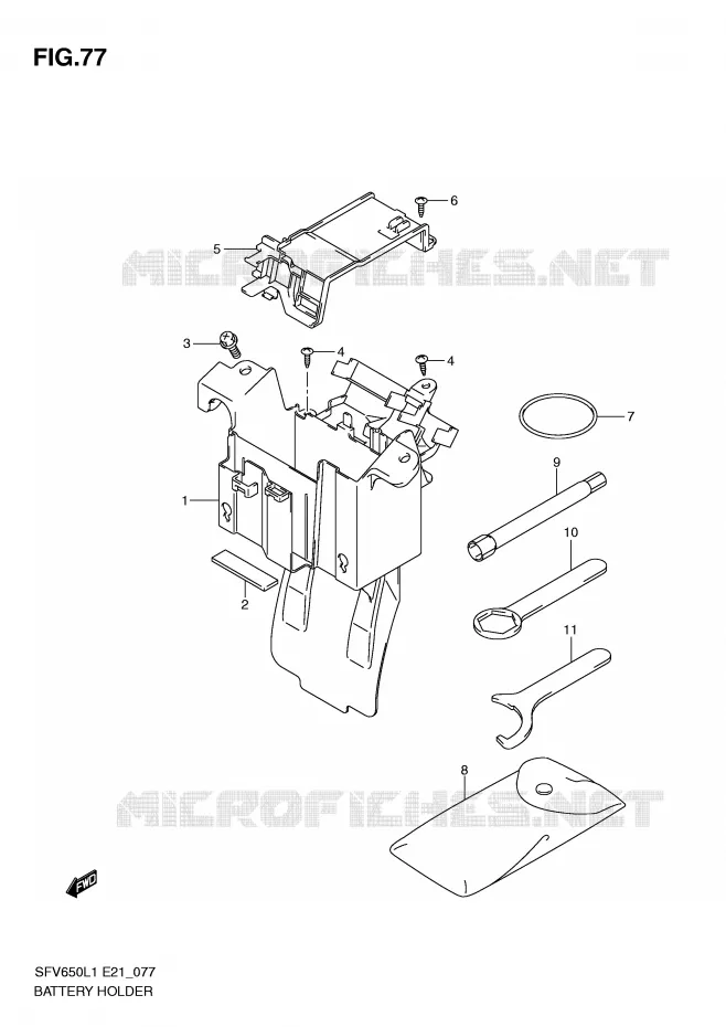 BATTERY HOLDER (SFV650L1 E24) Suzuki MOTO 650 GLADIUS 2011  SFV650L1(E21)