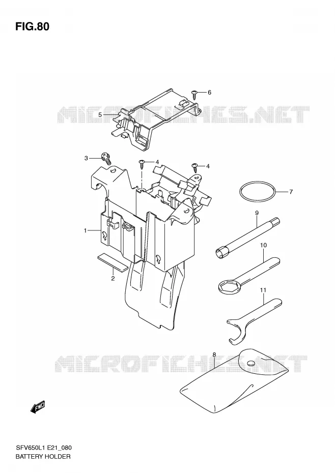 BATTERY HOLDER (SFV650UL1 E24) Suzuki MOTO 650 GLADIUS 2011  SFV650AL1(E21)