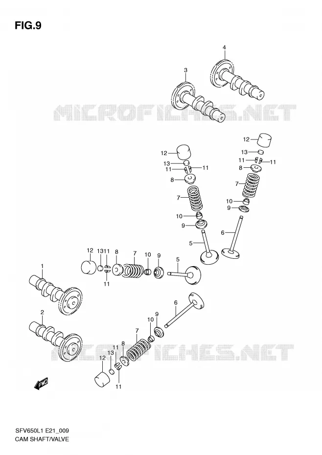 CAMSHAFT - VALVES Suzuki MOTO 650 GLADIUS 2011  SFV650UAL1(E21)