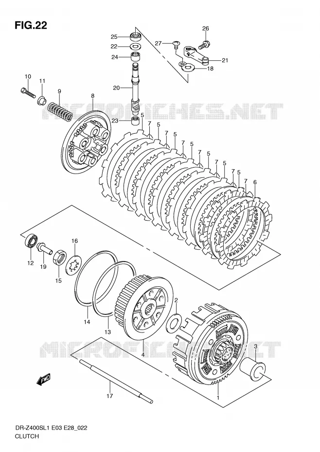 CLUTCH Suzuki MOTO 400 DR-Z 2011  DR-Z400SL1(E3/E28)