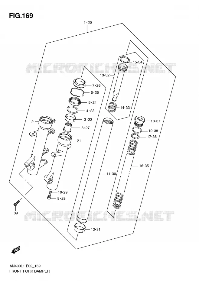 FRONT FORK (AN400ZAL1 E2) Suzuki SCOOTER 400 BURGMAN 2011  AN400AL1(E2)
