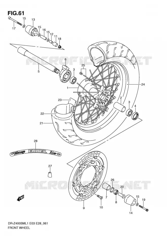 FRONT WHEEL Suzuki MOTO 400 DR-Z 2011  DR-Z400SML1(E3/E28)
