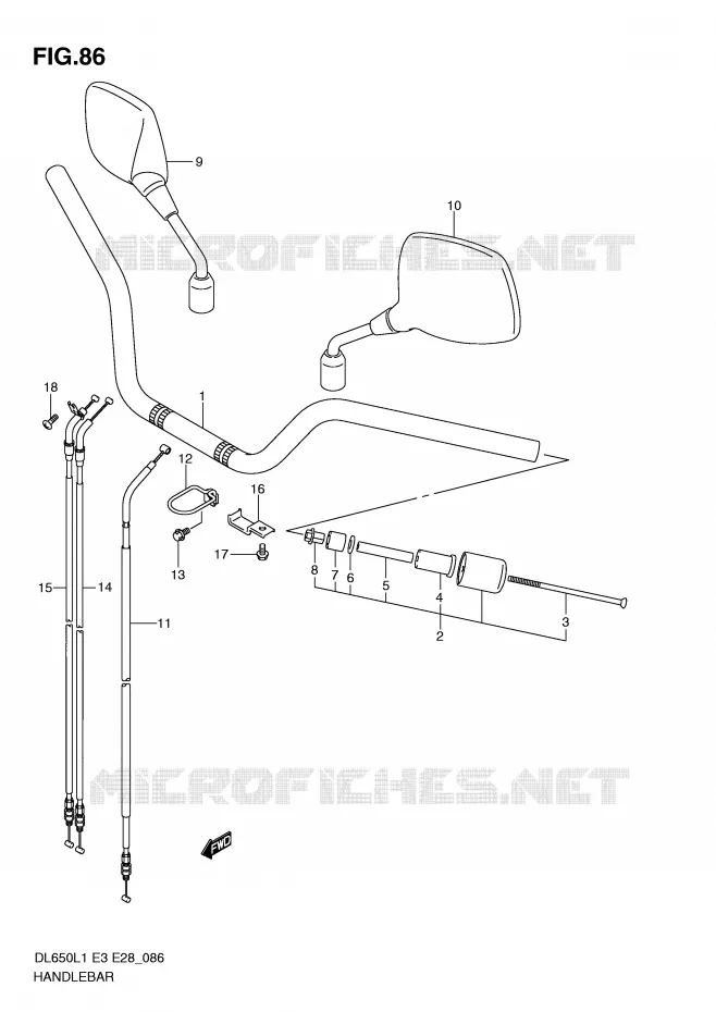 HANDLEBAR (DL650L1 E3) Suzuki MOTO 650 V-STROM 2011  DL650AL1(E3)