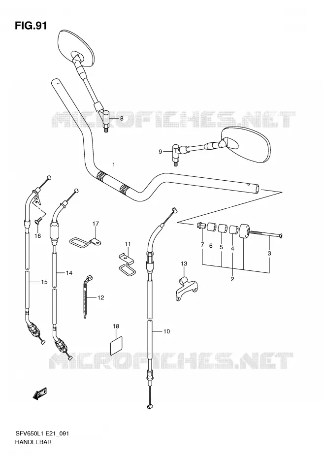 HANDLEBAR (SFV650AL1 E21) Suzuki MOTO 650 GLADIUS 2011  SFV650AL1(E21)