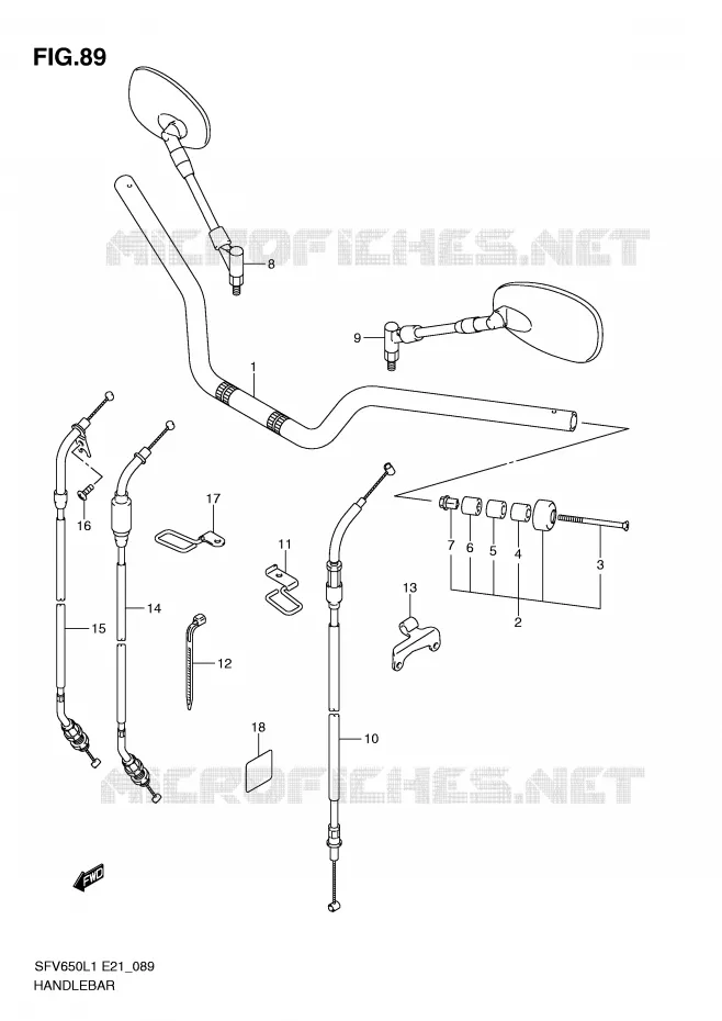 HANDLEBAR (SFV650L1 E21) Suzuki MOTO 650 GLADIUS 2011  SFV650AL1(E21)