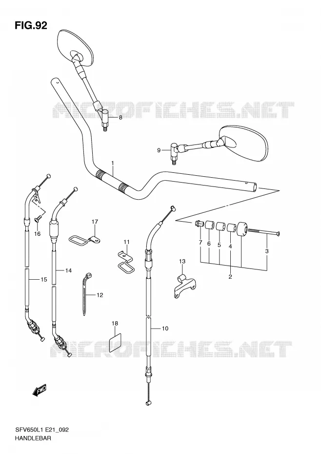 HANDLEBAR (SFV650UL1 E21) Suzuki MOTO 650 GLADIUS 2011  SFV650AL1(E21)
