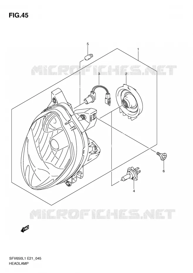 HEADLIGHT (SFV650AL1 E21) Suzuki MOTO 650 GLADIUS 2011  SFV650AL1(E21)