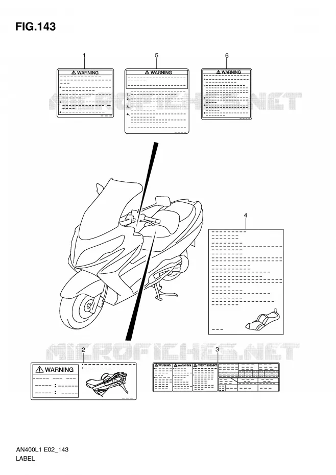 LABEL (AN400L1 E2) Suzuki SCOOTER 400 BURGMAN 2011  AN400ZAL1(E2)