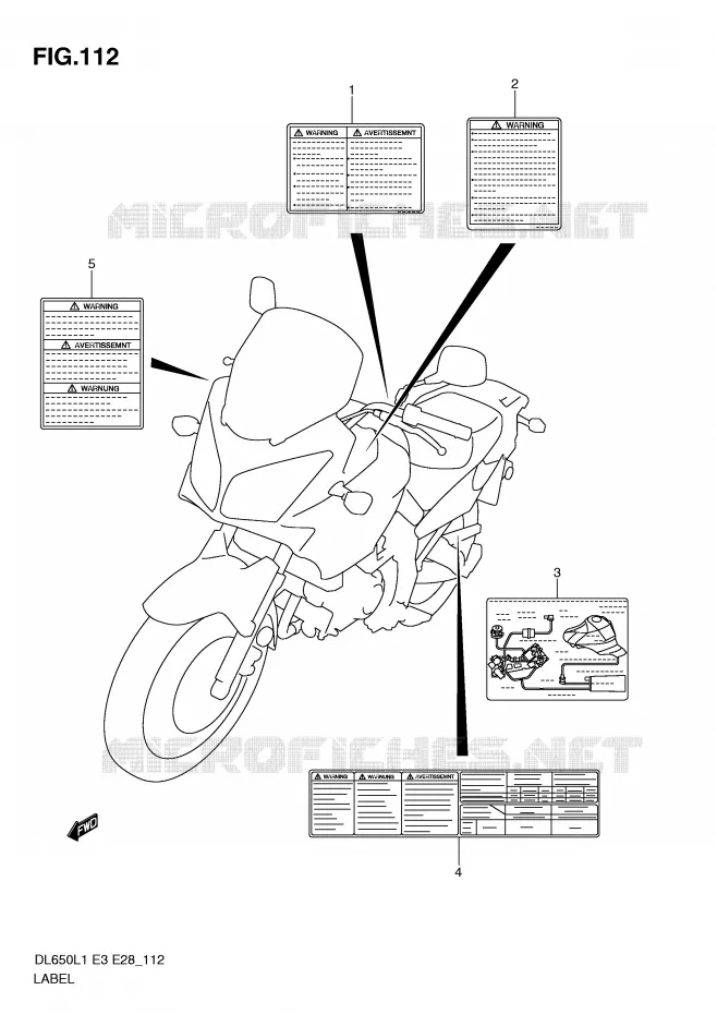 LABEL (DL650AL1 E28) Suzuki MOTO 650 V-STROM 2011  DL650L1(E3)