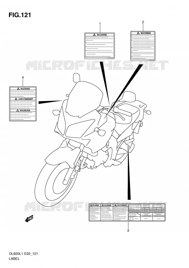 LABEL (DL650L1 E2) Suzuki MOTO 650 V-STROM 2011  DL650AUEL1(E2)