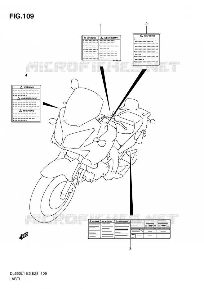 LABEL (DL650L1 E28) Suzuki MOTO 650 V-STROM 2011  DL650AL1(E3)