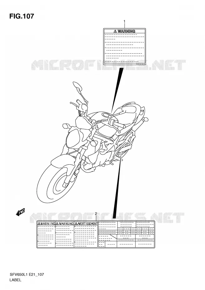 LABEL (SFV650UAL1 E21) Suzuki MOTO 650 GLADIUS 2011  SFV650UL1(E21)