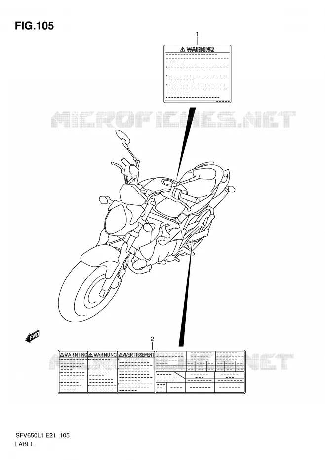 LABEL (SFV650UL1 E21) Suzuki MOTO 650 GLADIUS 2011  SFV650UAL1(E21)
