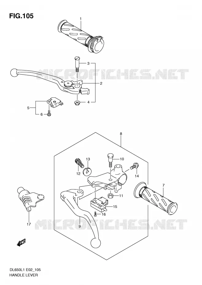 LEVERS - HANDGRIPS (DL650AL1 E19) Suzuki MOTO 650 V-STROM 2011  DL650L1(E2)