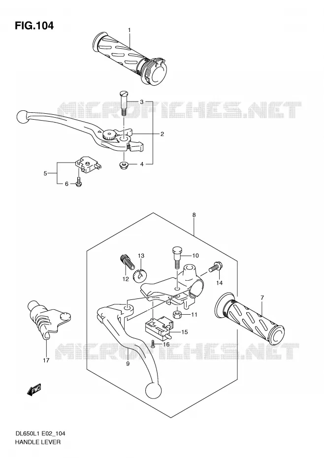 LEVERS - HANDGRIPS (DL650AL1 E2) Suzuki MOTO 650 V-STROM 2011  DL650AUEL1(E2)
