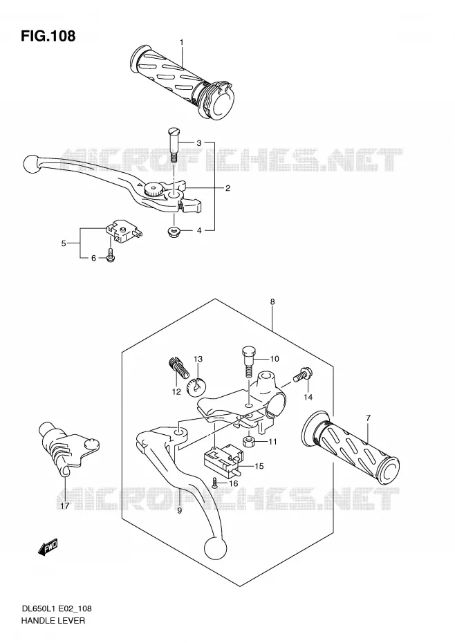 LEVERS - HANDGRIPS (DL650AUEL1 E19) Suzuki MOTO 650 V-STROM 2011  DL650AL1(E2)