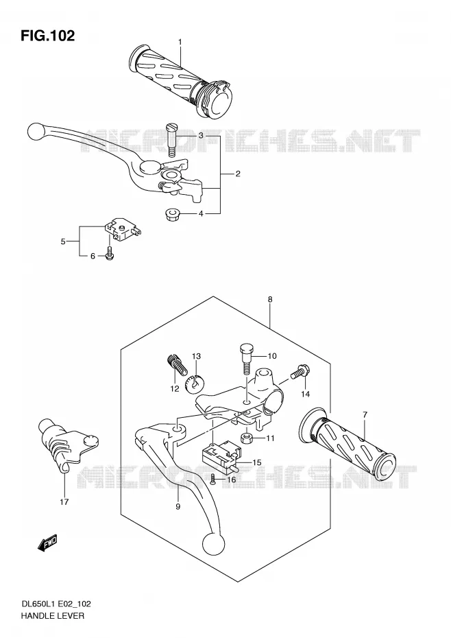 LEVERS - HANDGRIPS (DL650L1 E19) Suzuki MOTO 650 V-STROM 2011  DL650AL1(E2)